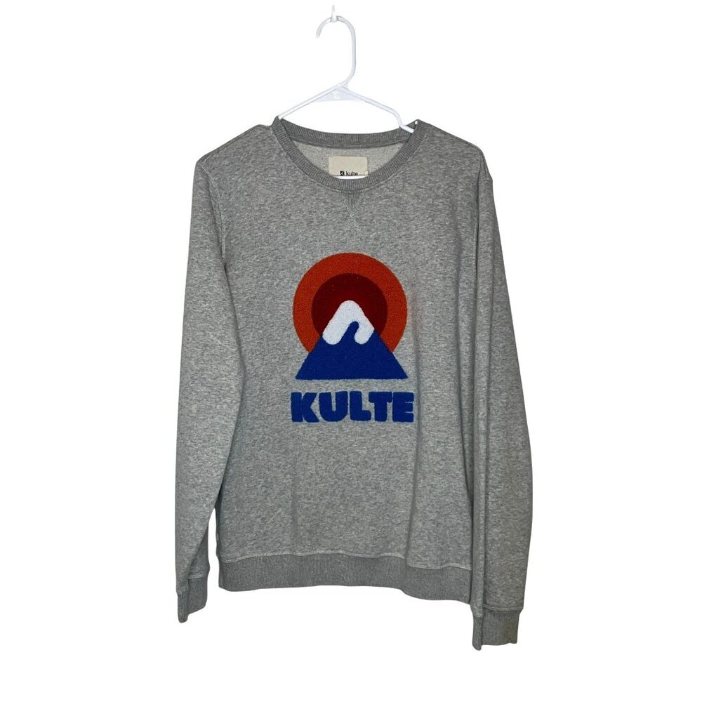 Kulte Gray Sweatshirt With Mountain Graphic Crewneck Design SIze Medium